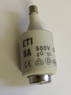 ETI D11 gG-gL BOTTLE FUSE 6A 500V RS 413-642 (X1) fd5f28
