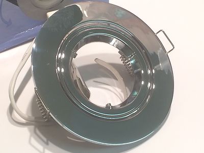 LOW VOLTAGE POLISHED CHROME DIE CAST TILT RECESSED DOWN LIGHT FITTING dp10