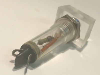 RETRO 1970'S RECTANGULAR CLEAR MAINS 240V NEON INDICATOR (X1) ad1d3