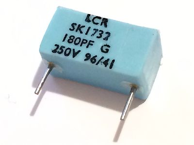 180pF 250V 2% LCR EXTENDED FOIL BOX POLYSTYRENE CAPACITOR ad1S10