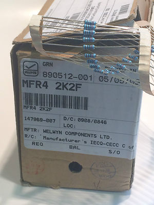 MFR4-2K2F WELWYN RESISTOR 2.2K OHM 1% 0.5W x 4720 pcs SURPLUS STOCK ad1T10
