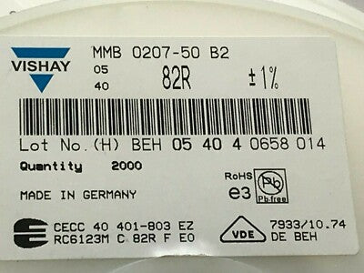 VISHAY MELF RESISTOR 82R 1% MMB0207-50B2-82R-1% ROHS 2 PART REELS 550PCS ad1j36