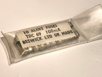 15MM GLASS 100MA QUICK BLOW FUSE VINTAGE BY ALERT x10 PIECES fd2j74