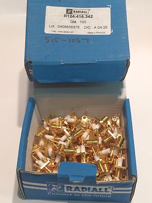 GOLD PLATED 4 HOLE CHASSIS MOUNT SMA FEMALE LONG CONNECTION PIN RADIALL blb24
