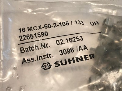 SUHNER QUALITY MCX PLUG RIGHT ANGLE MALE CRIMP 16MCX-50-2-106/133 (x1) ad1J5