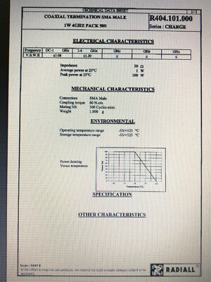 RADIALL BEST QUALITY SMA TERMINATOR LOAD 1W GOOD UPTO 4GHZ (x1) fd6d51
