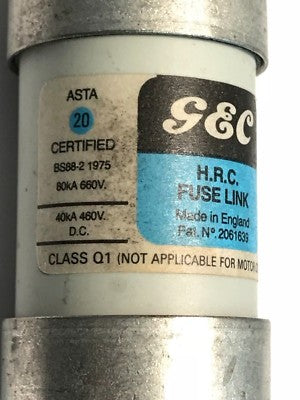GEC TCP80 INDUSTRIAL HRC CLASS Q1 FUSE 80A 660V (x1) ad2b3