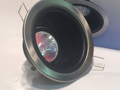 LOW VOLTAGE MR16 BRUSHED ALUMINIUM RECESSED FLUSH TILT DOWN LIGHT FITTING dp11