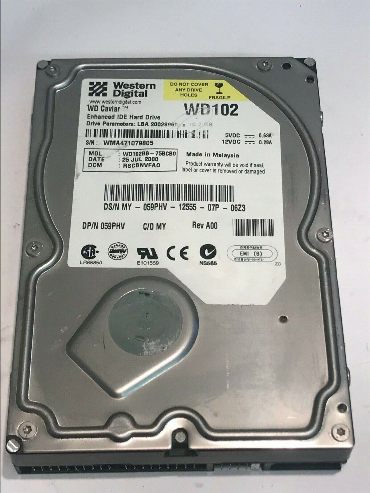 WESTERN DIGITAL CAVIAR WD102 10GB IDE HARD DRIVE WD102BB-75BCBO RSCBNVFA aa5fd1b