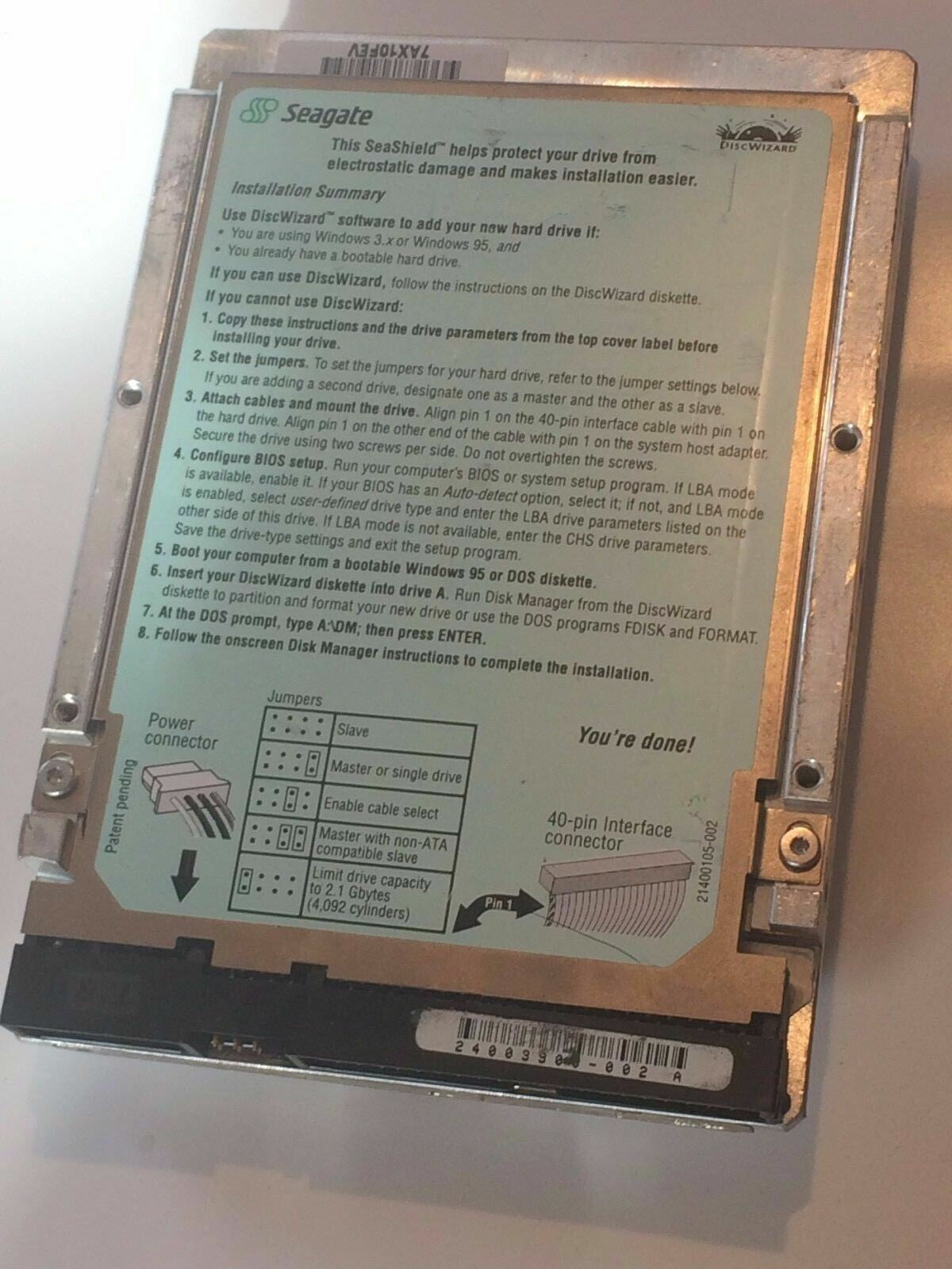 SEAGATE ST34310A 9M5001-302 FIRMWARE 3.07 IDE HARD DRIVE 4.3GB aa4bb4A