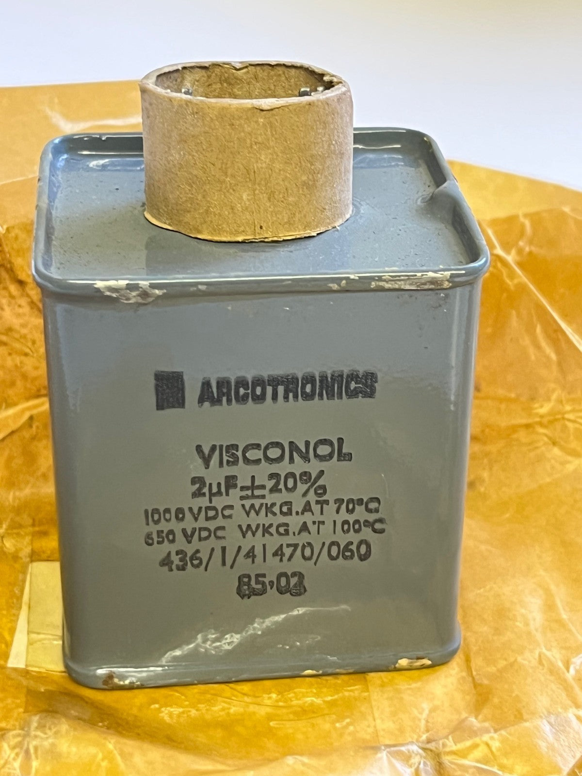 2UF 2mfd 1000V PAPER IN OIL VISCONOL VINTAGE CAPACITOR FD6C32