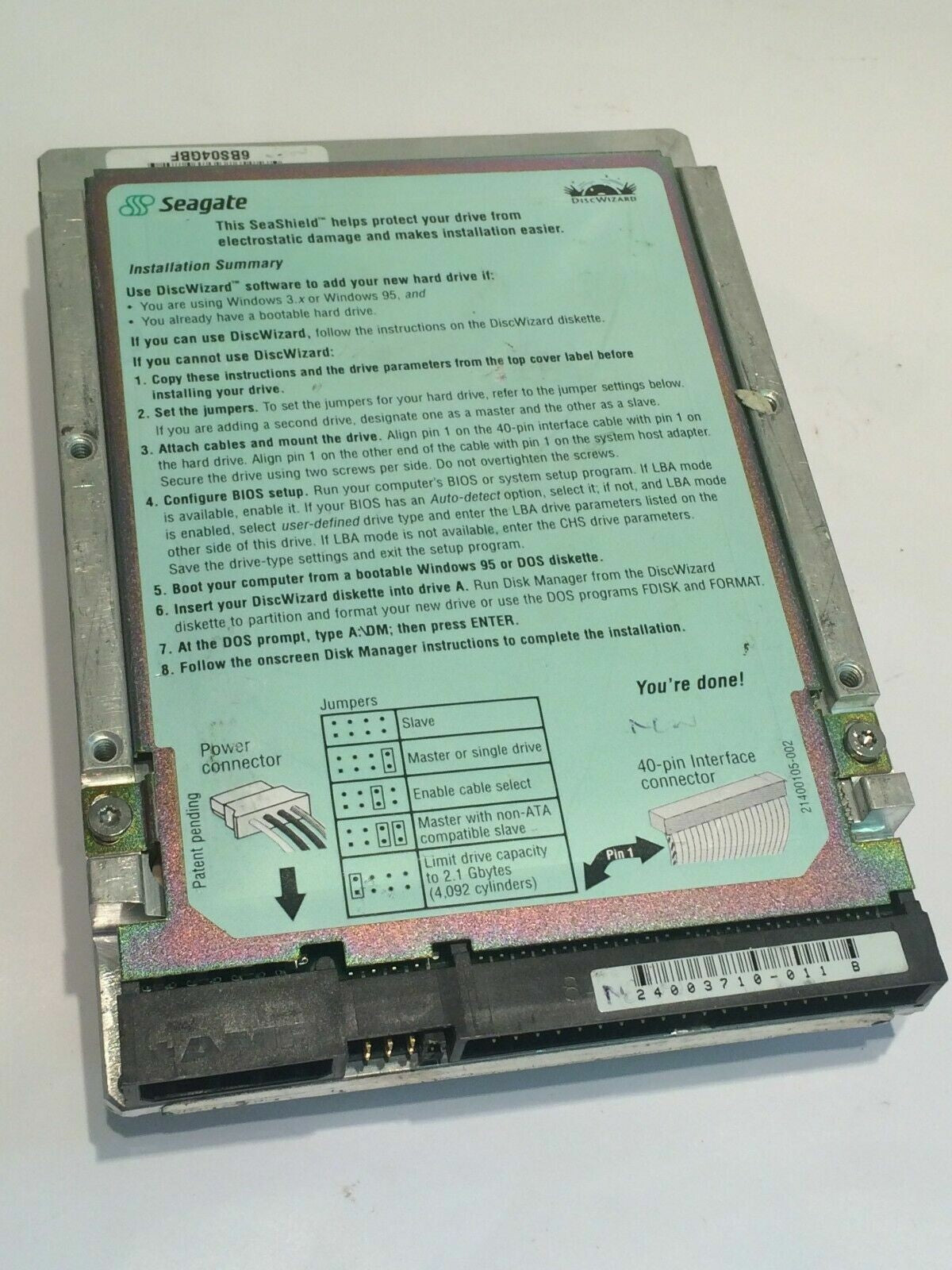 SEAGATE ST34312A 9N5001-401 FIRMWARE 3.09 IDE HARD DRIVE 4.3GB aa4bc5B