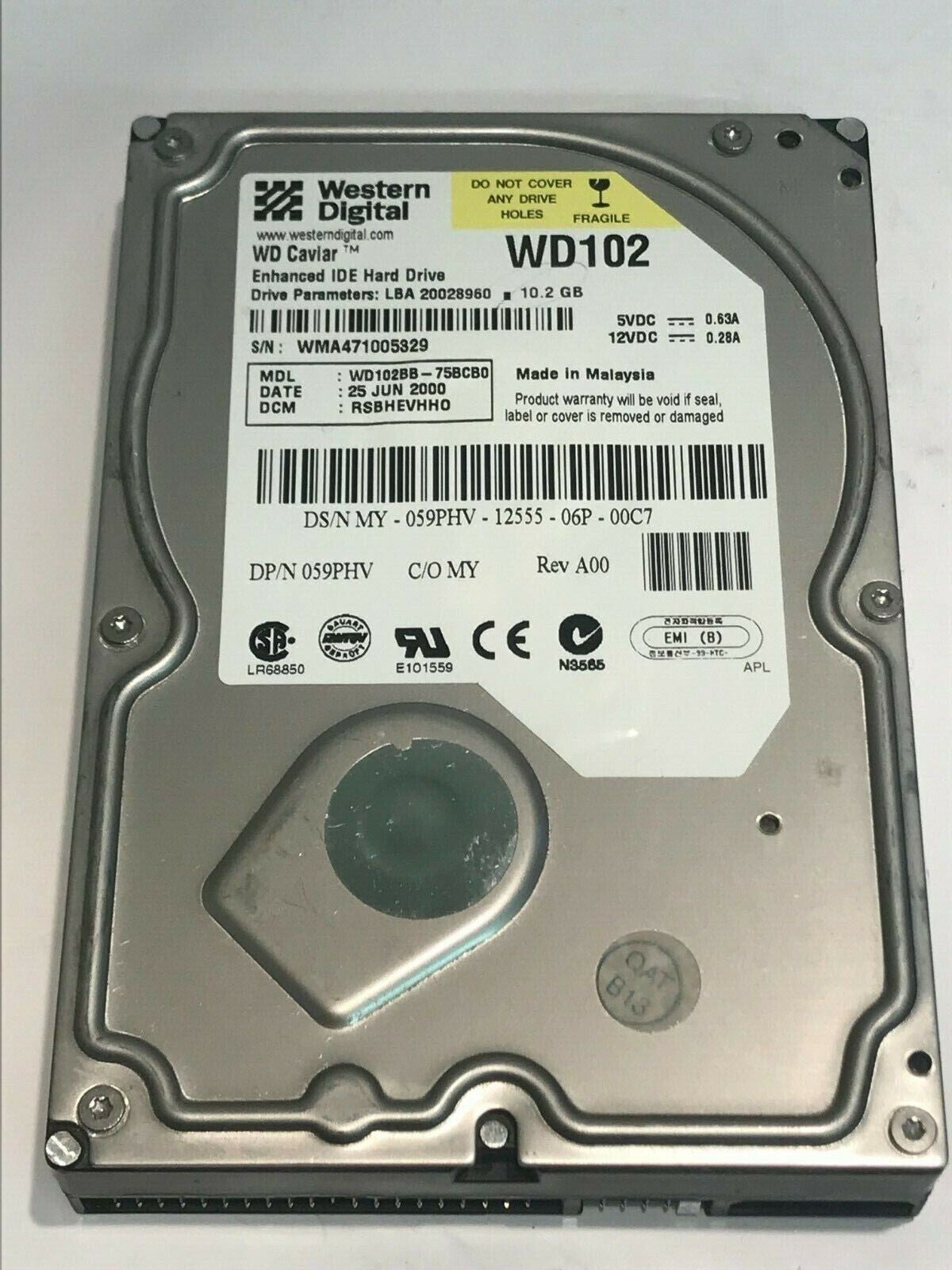 WESTERN DIGITAL CAVIAR WD102 10GB IDE HARD DRIVE WD102BB-75BCBO RSBHEVHHO aa5fd1