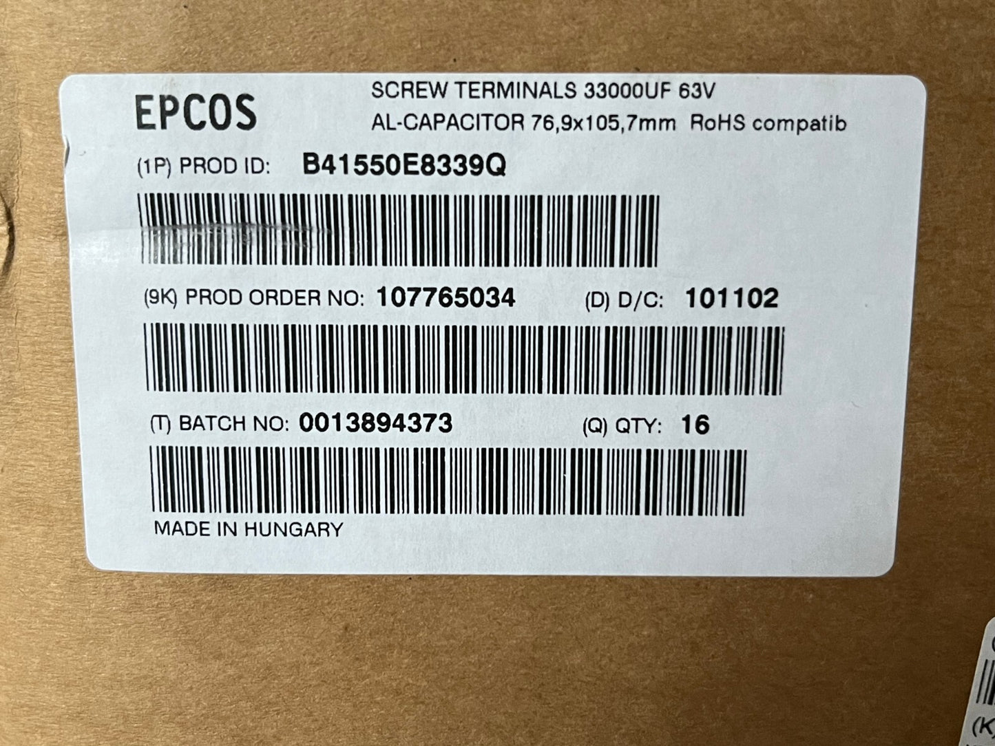 33000UF 63V EPCOS SIKOREL 105 B41550-E8339-Q PREMIUM CAPACITOR fcd3g