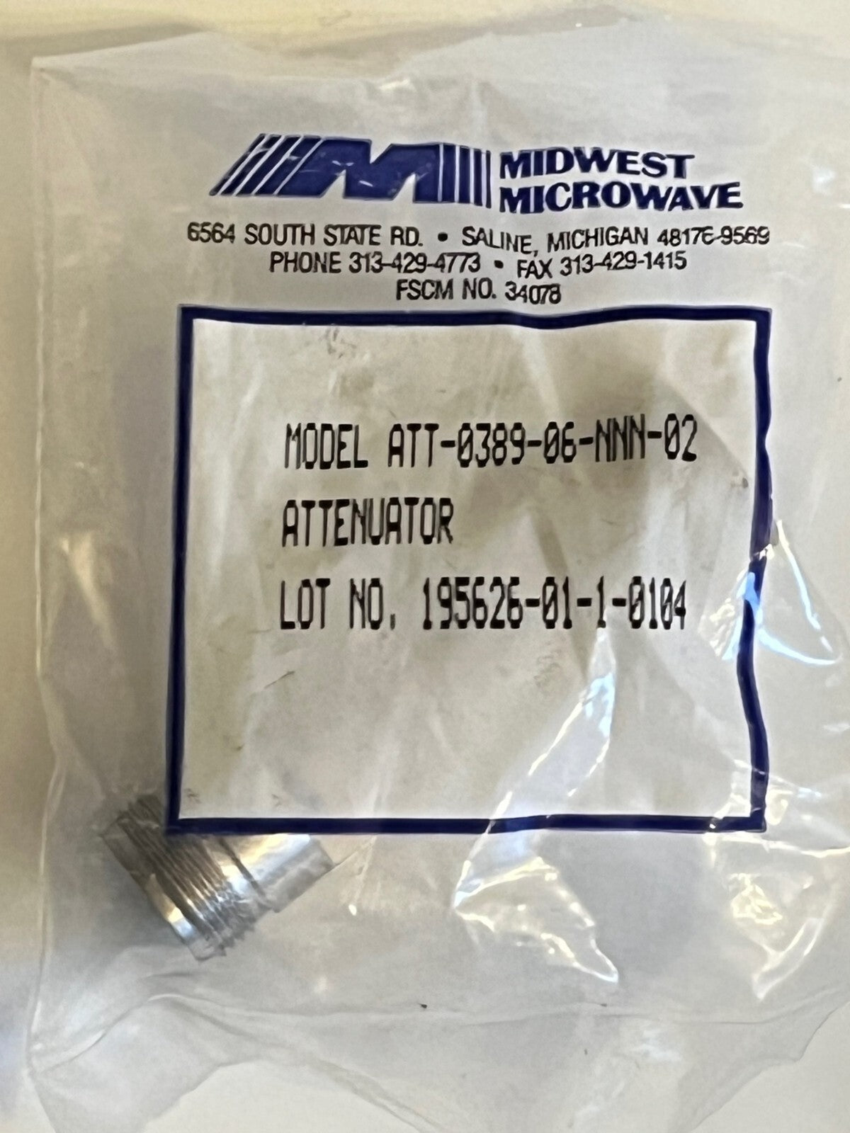 MIDWEST MICROWAVE 6dB 2W 18GHz PRECISION N TYPE ATTENUATOR 389-6 fba10a92