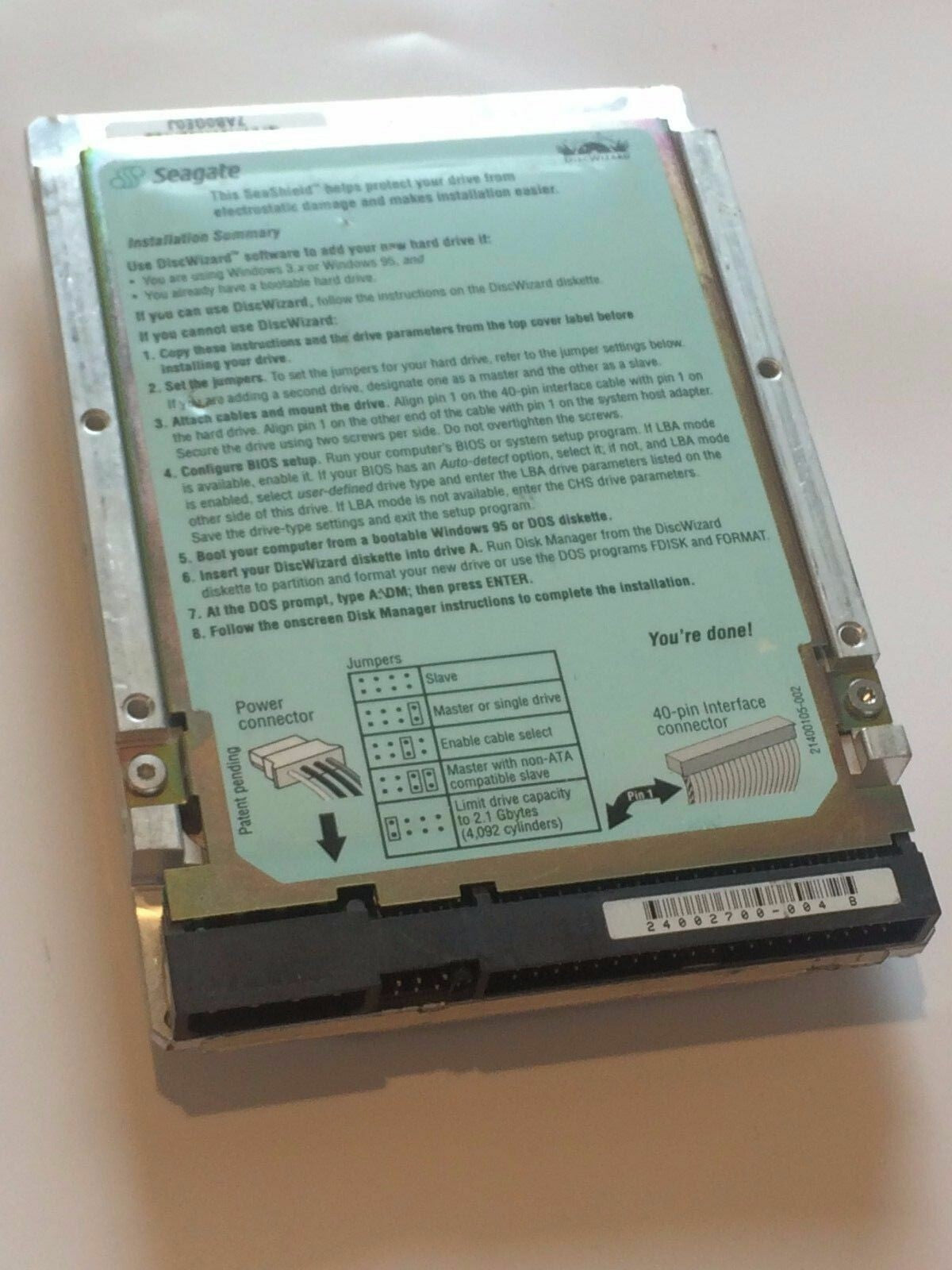 SEAGATE ST33210A 9L4001-303 FIRMWARE 3.02 IDE HARD DRIVE 3.2GB aa4ba10