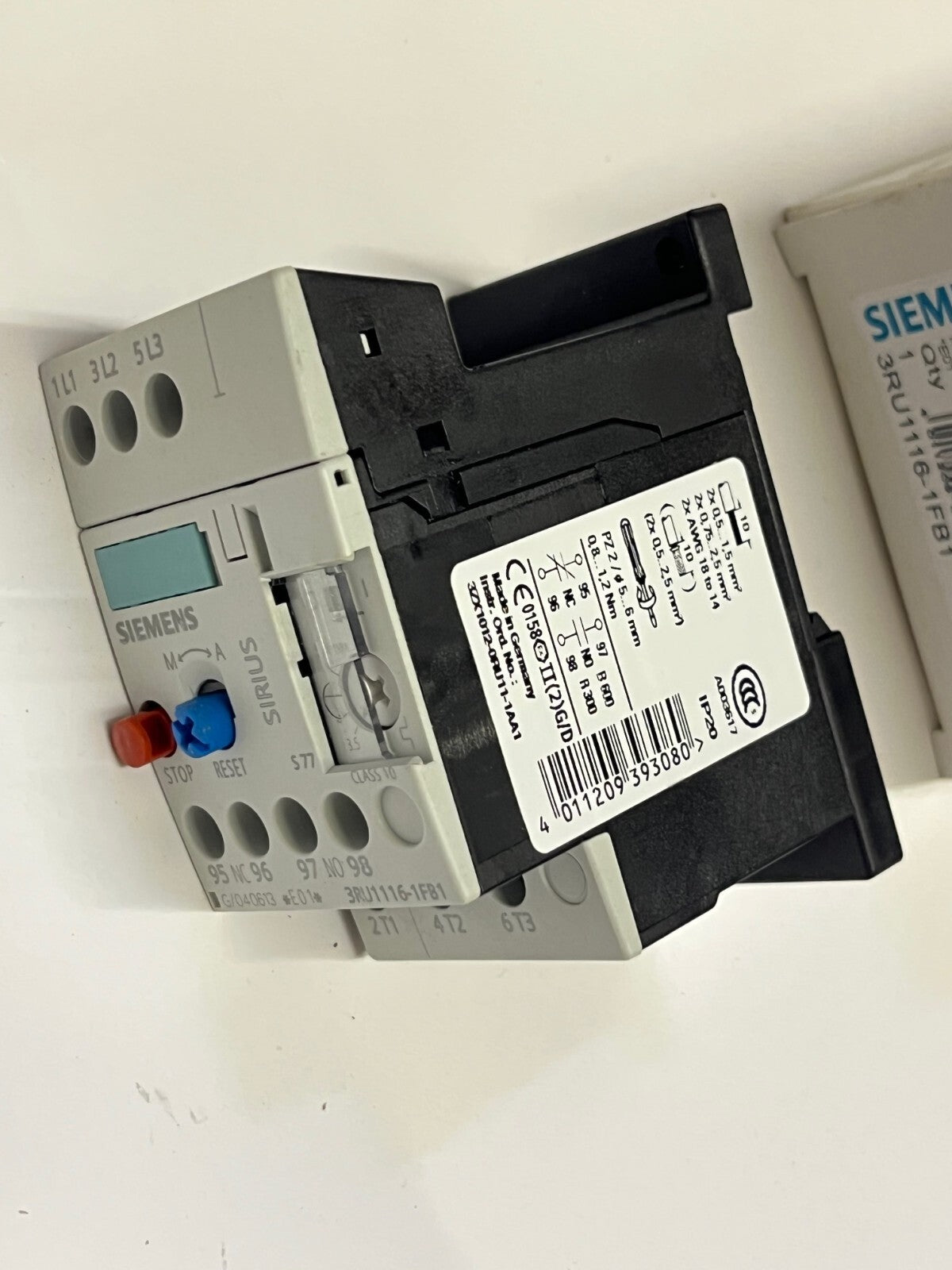 SIEMENS 3ZX1012-0RU11-1AA1, 3RU1116-1FB1 THERMAL OVER LOAD RELAY AE1y3