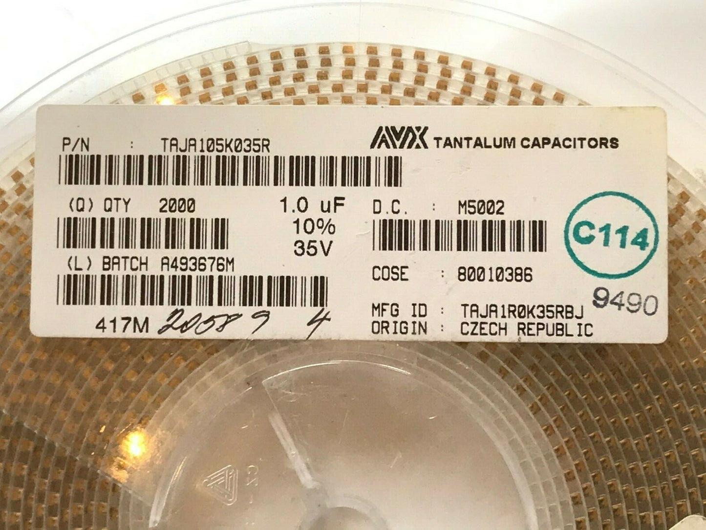 1UF 35V AVX SURFACE MOUNT TANTALUM CAPACITORS CASE SIZE A faa~2K
