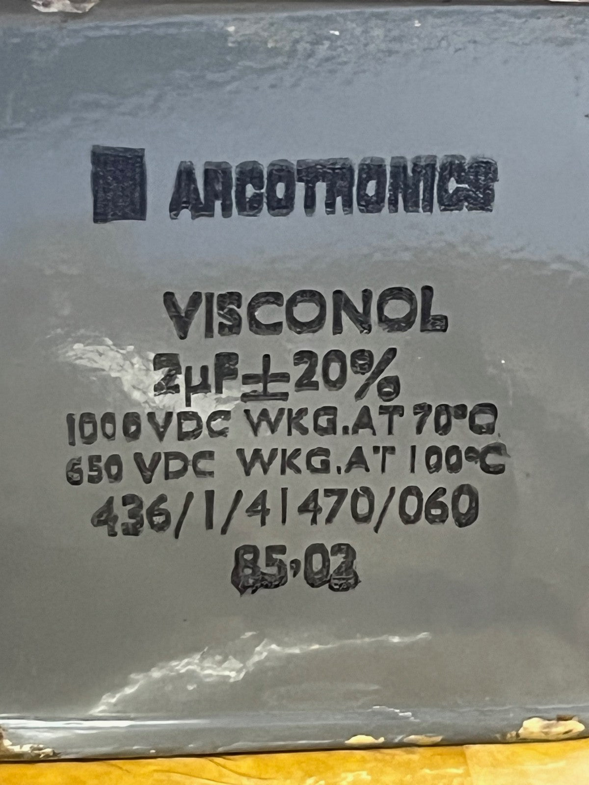2UF 2mfd 1000V PAPER IN OIL VISCONOL VINTAGE CAPACITOR FD6C32