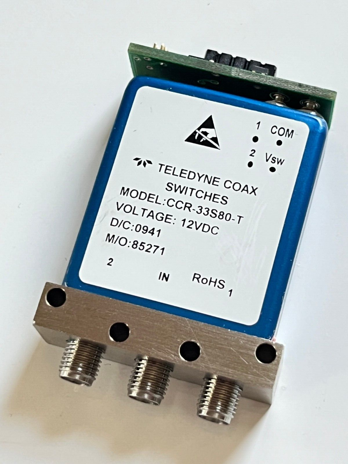 TELEDYNE CCR-33S80-T COAX RELAY SWITCH 18GHz 12Vdc SPDT WITH TTL PCB ae1w79