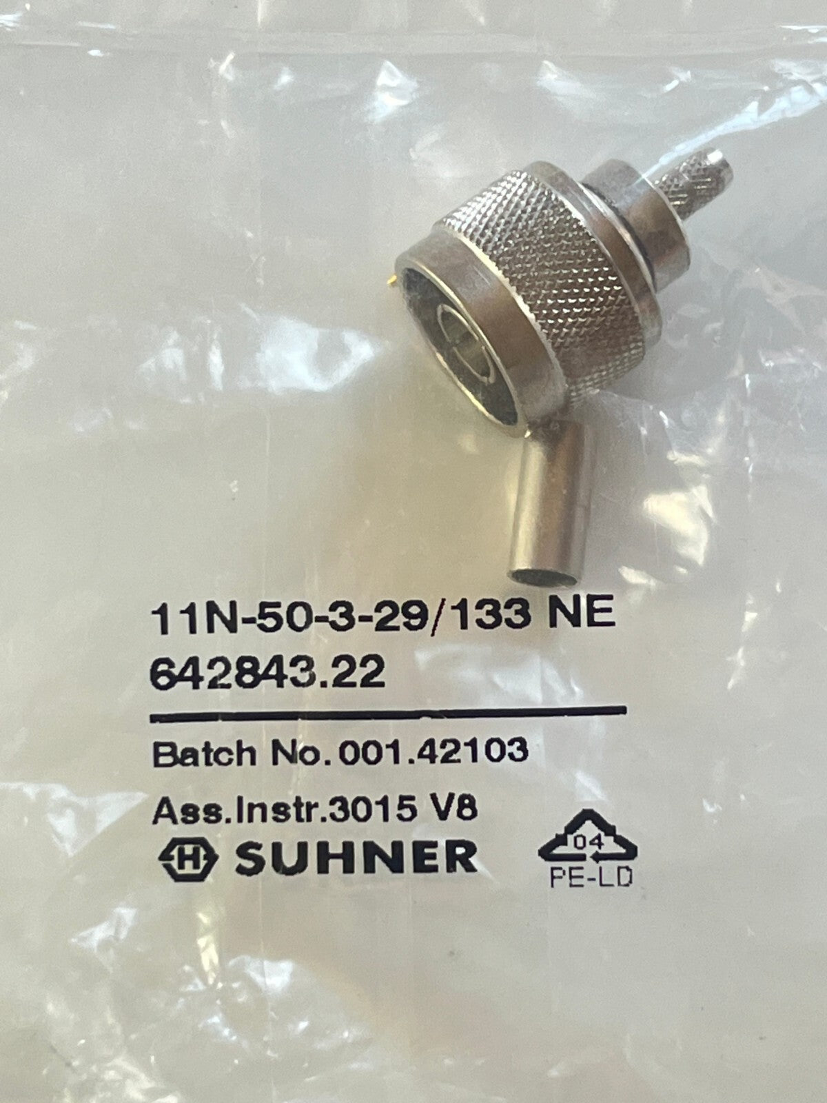 SUHNER 50 OHM N TYPE MALE CRIMP CONNECTOR 11N-50-3-29/133 NE fcb25.37