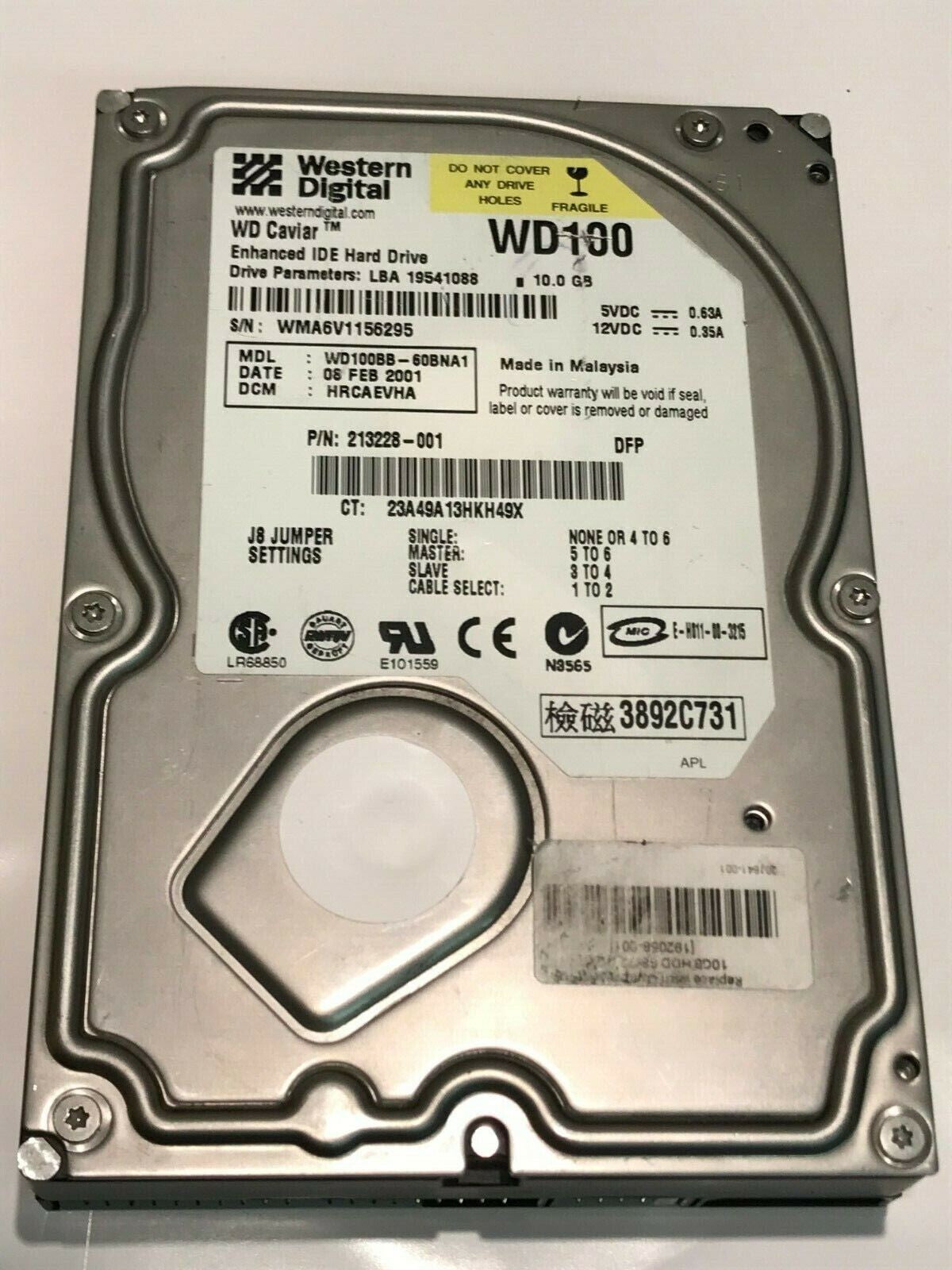 WESTERN DIGITAL CAVIAR 100BB 10GB IDE HARD DRIVE WD100BB-60BNA1 HRCAEVHA aa5fe8