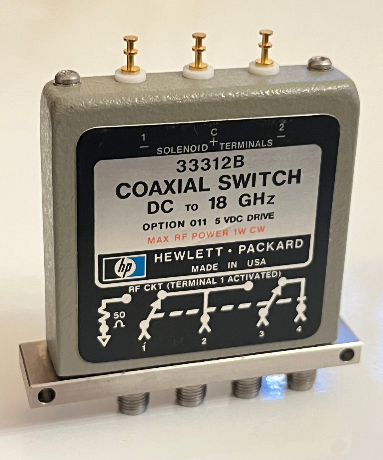 HP 33312B OPT011 5V 4 PORT COAXIAL RELAY SWITCH, 18GHz 1W FD5C4