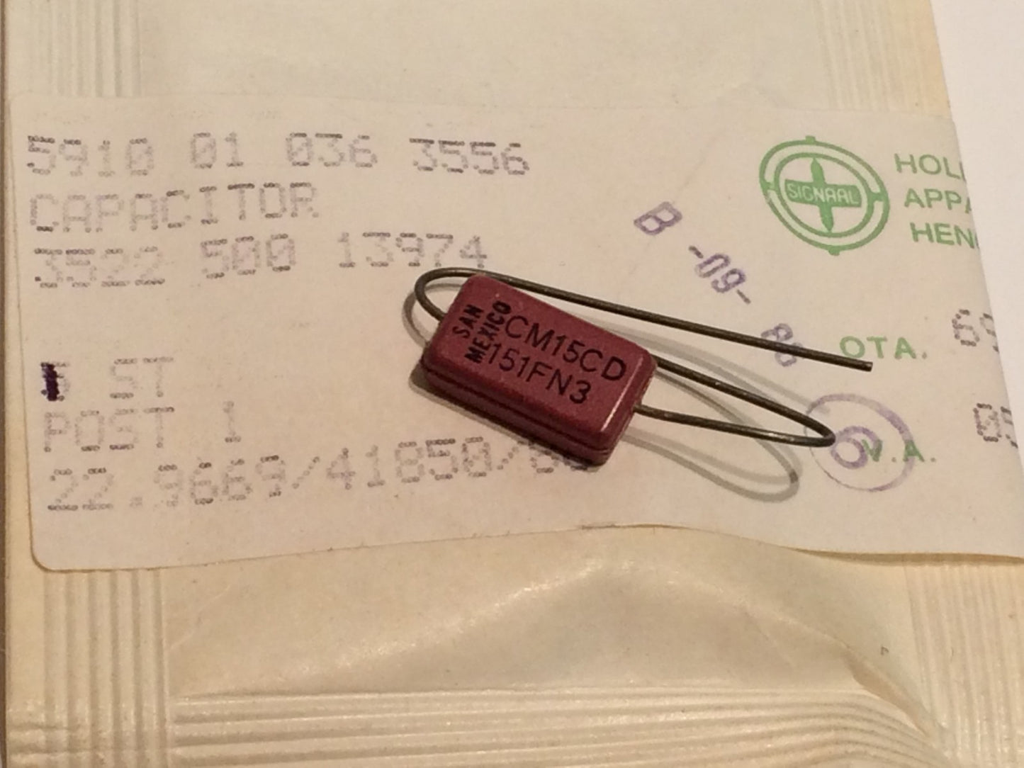 150pF 500V MOLDED MICA MILITARY SPEC 2% CAPACITOR SANGAMO CM15CD ad1x12
