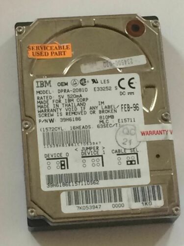 IBM DPRA-20810 2.5 INCH 17MM 810MB 39H6186 HARD DISC DRIVE fbc1f17
