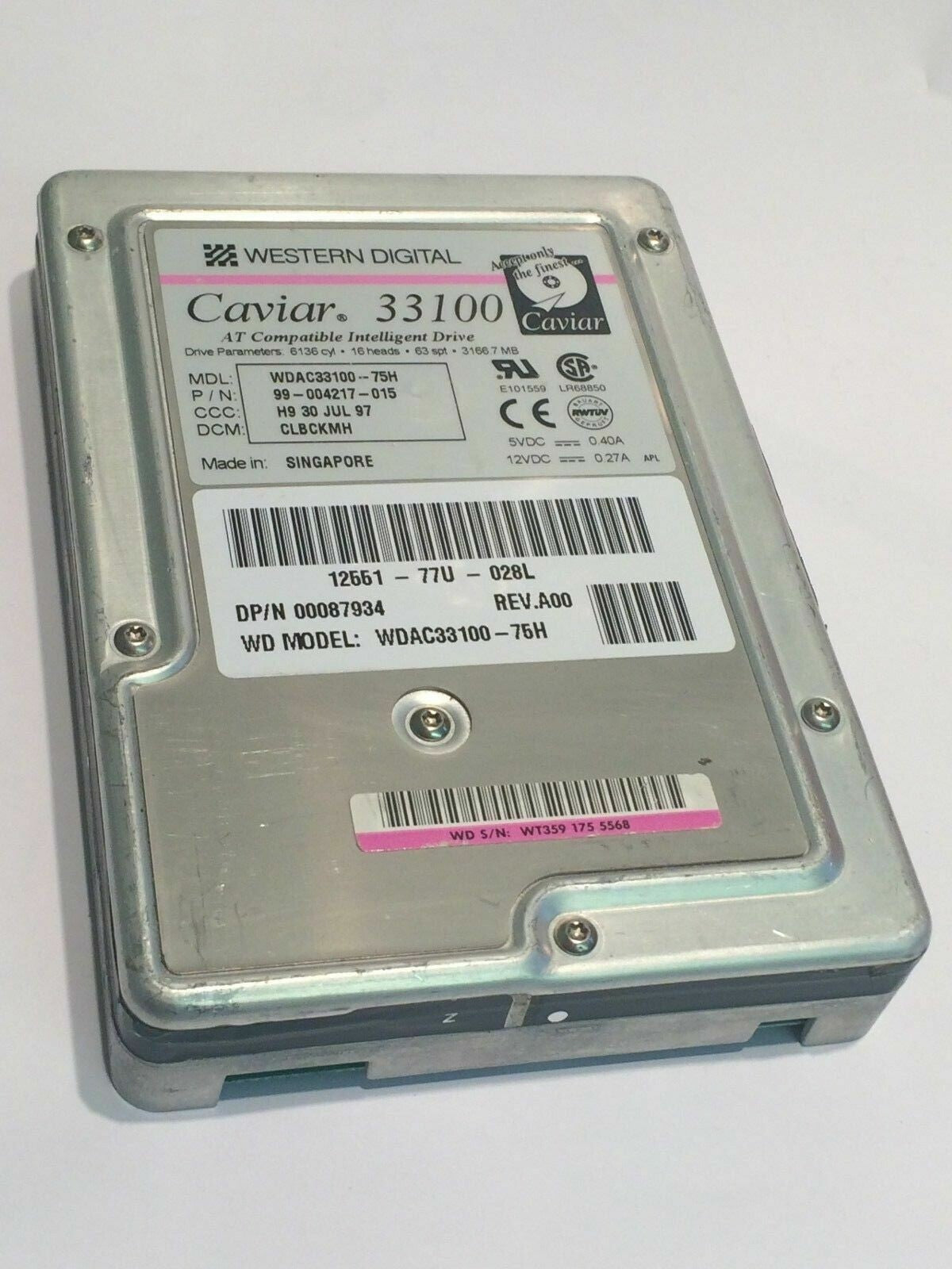 WESTERN DIGITAL CAVIAR 33100 3.1Gb IDE HARD DRIVE WDAC33100-75H aa4ce11