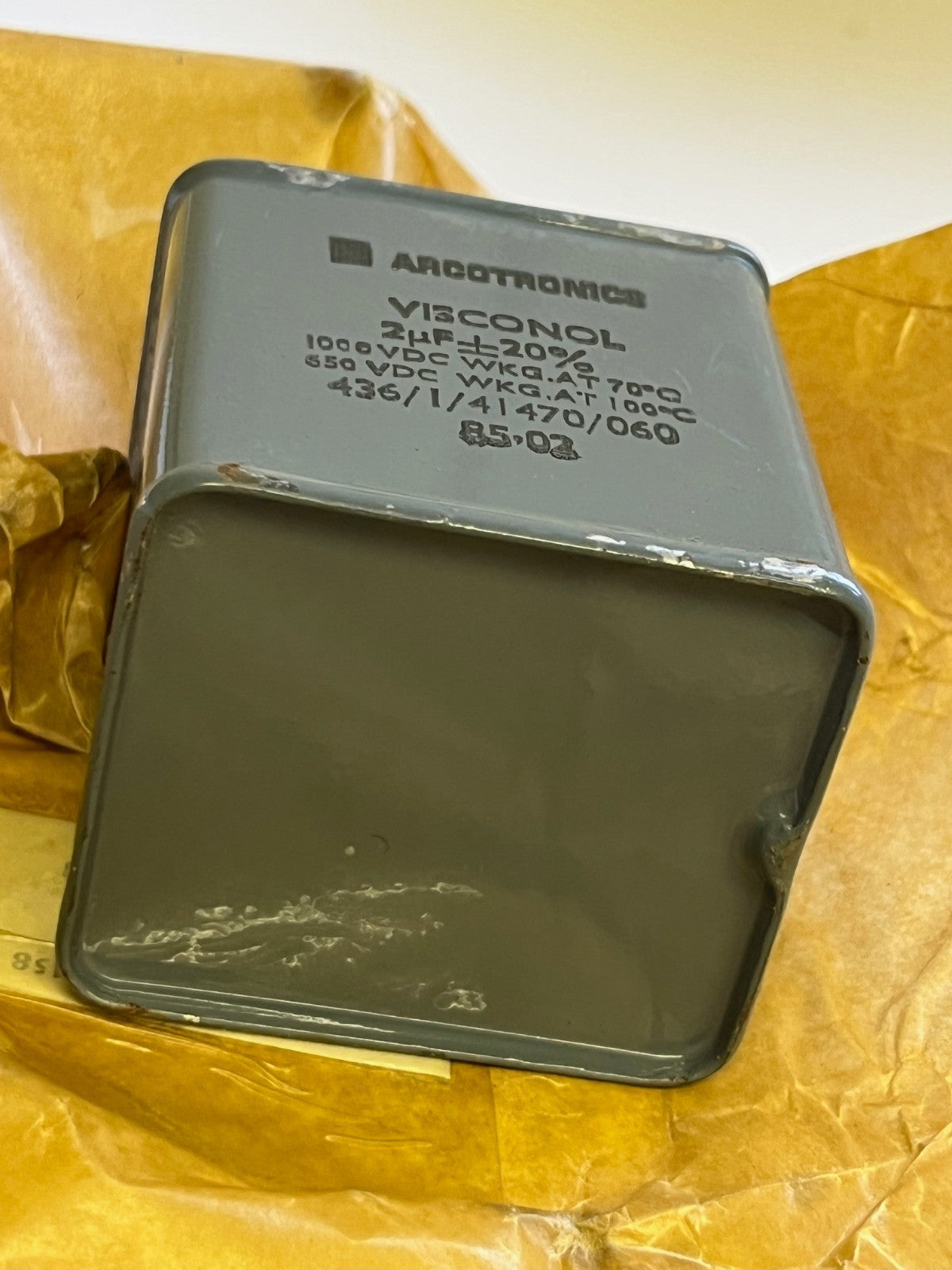 2UF 2mfd 1000V PAPER IN OIL VISCONOL VINTAGE CAPACITOR FD6C32