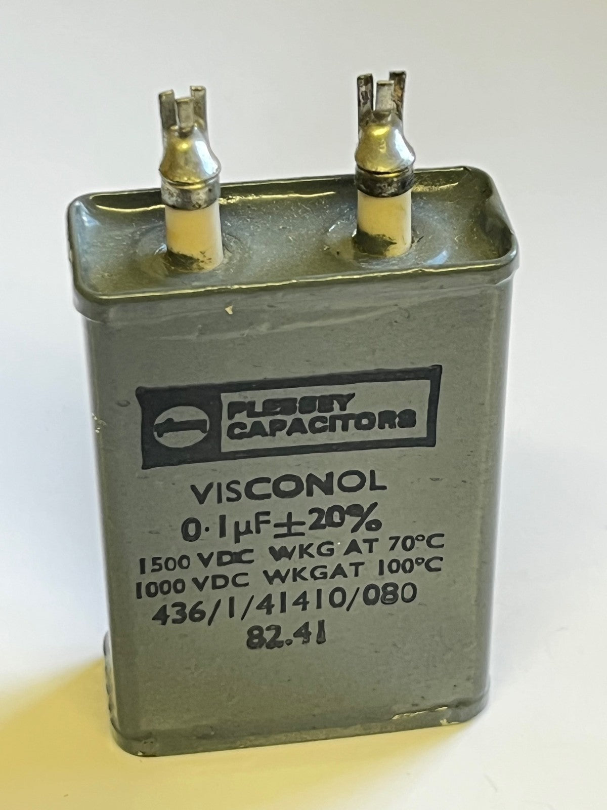 0.1UF 0.1mfd 1500V PAPER IN OIL PLESSEY VISCONOL VINTAGE CAPACITOR FD6C30