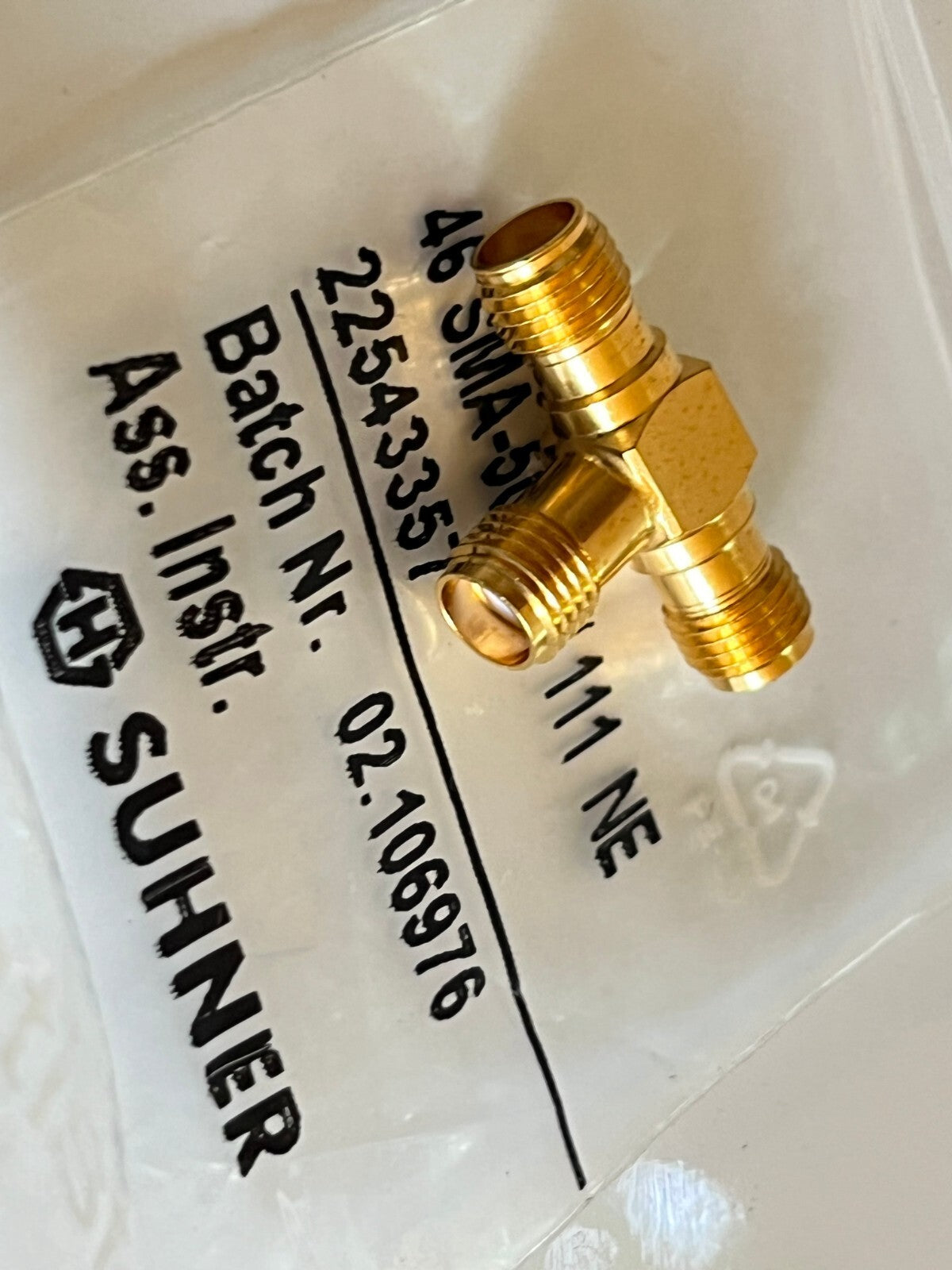 SUHNER SMA FEMALE 'T' RF ADAPTER 46_SMA-50-0-1/111NE ad2n35