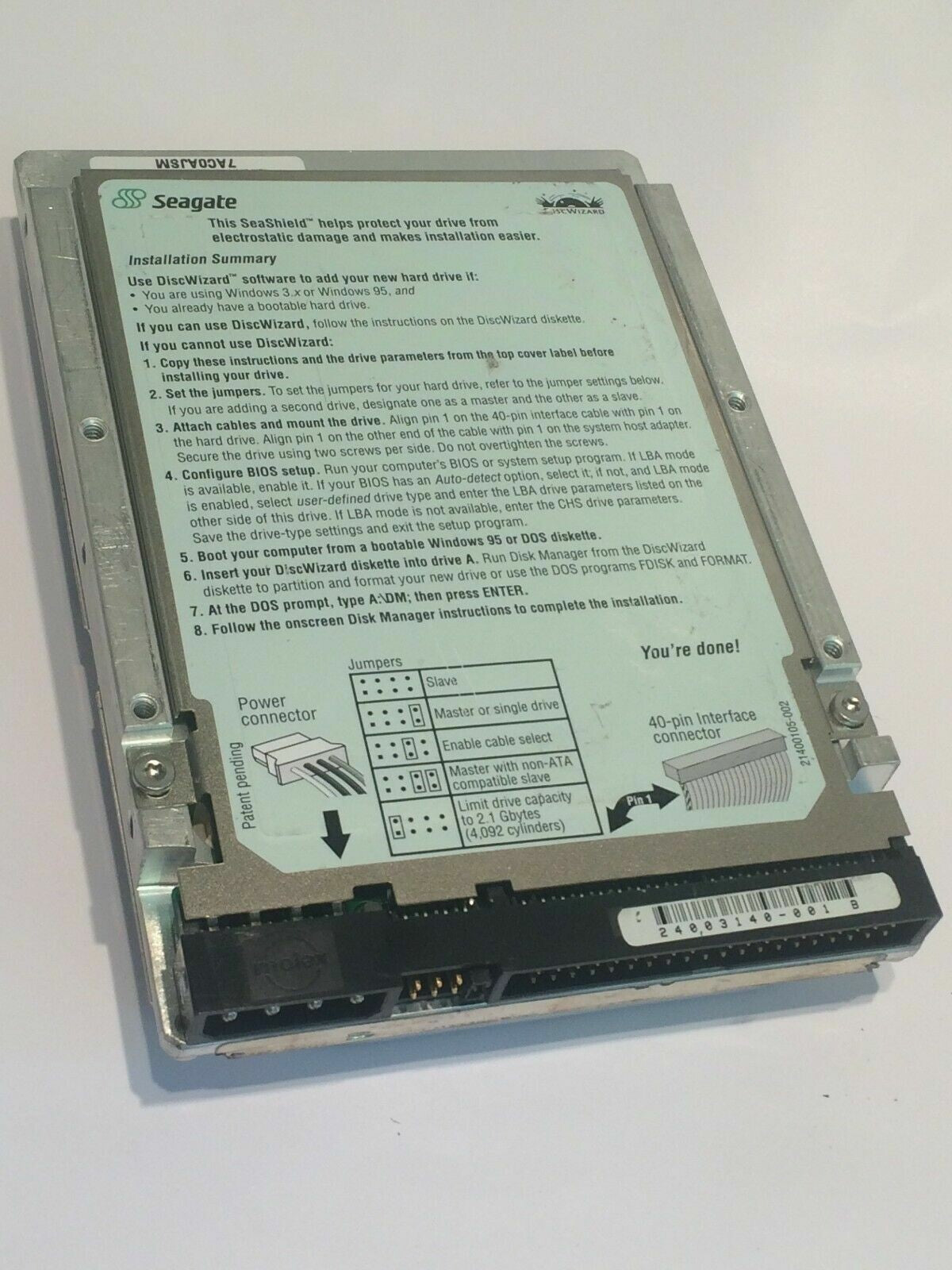 SEAGATE ST34325A 9L4005-307 FIRMWARE 3.02 IDE HARD DRIVE 4.3GB aa4bc14