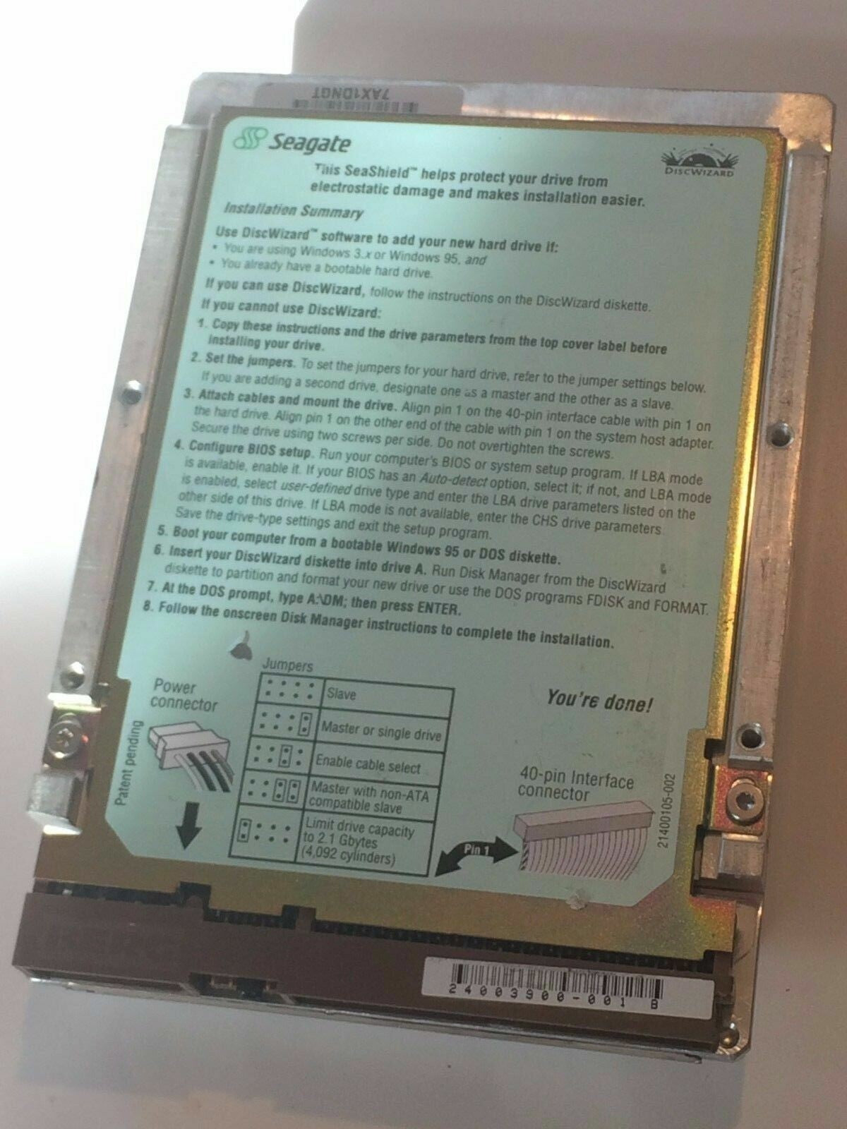 SEAGATE ST34310A 9M5001-030 FIRMWARE 3.05 IDE HARD DRIVE 4.3GB aa4bb4