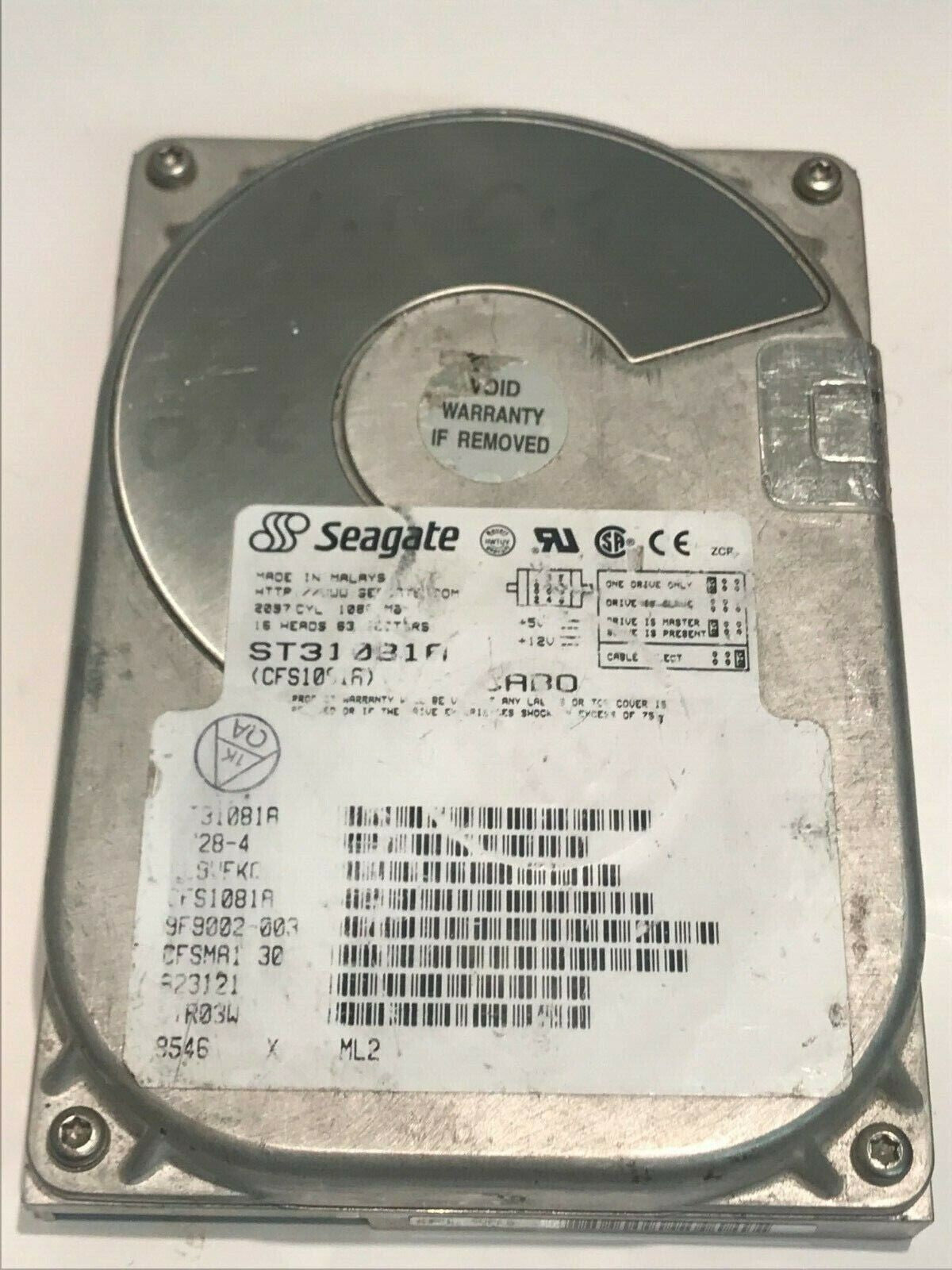 SEAGATE ST31081A CFS1081A 1GB IDE HARD DRIVE 9F9002-003 B23121 aa5hc4