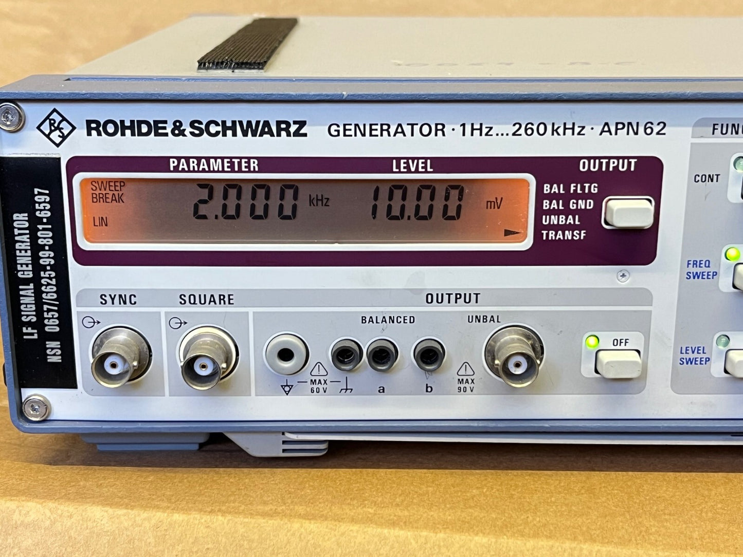 Rohde & Schwarz APN62 LF (Ultrasonic) Signal Generator 1Hz - 260KHz fcf3d