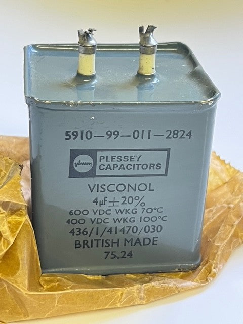 4UF 4mfd 600V PAPER IN OIL PLESSEY VISCONOL VINTAGE CAPACITOR FD6C34