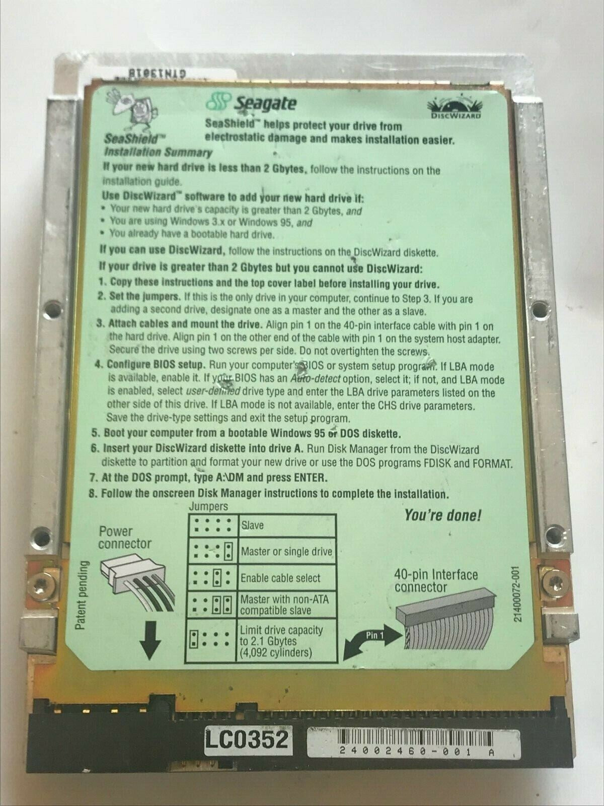 SEAGATE ST34321A 9K2003-308 FIRMWARE 3.15 IDE HARD DRIVE 4.3GB aa4ab4