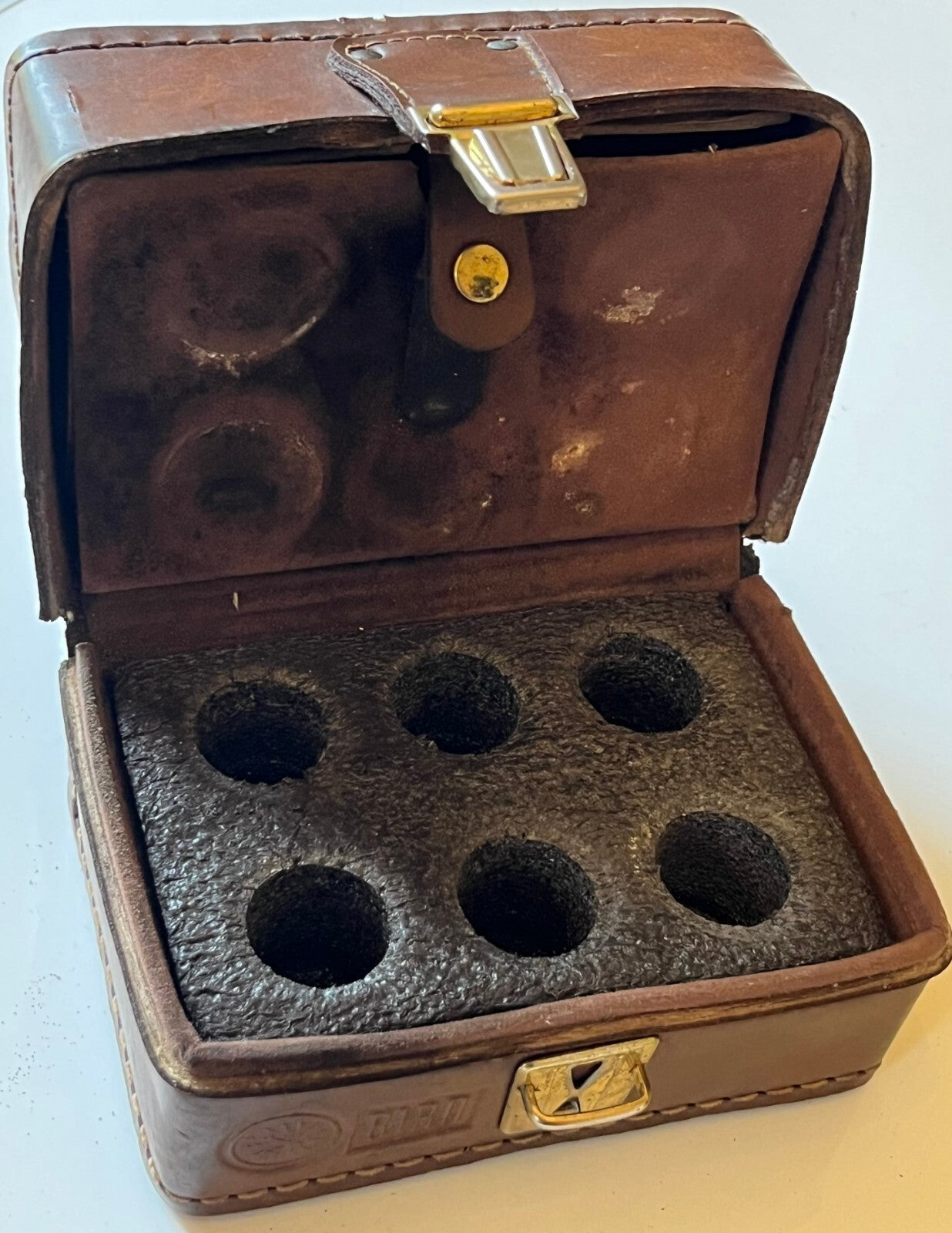 VINTAGE LEATHER CARRY CASE FOR BIRD THRULINE 43 ELEMENTS / SLUGS FD2H3