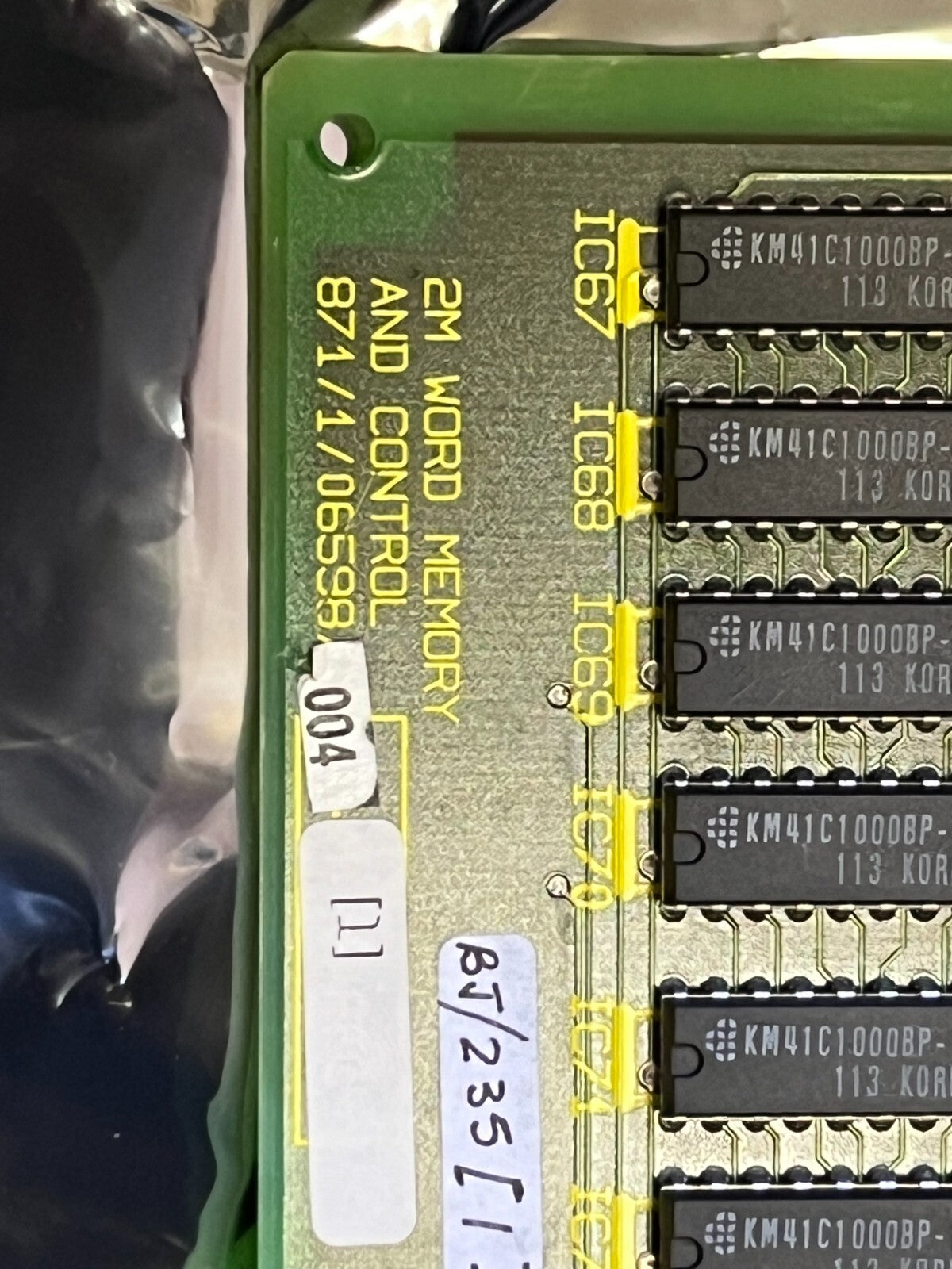 MEMORY PCB WITH 44 X 1MB SAMSUNG DRAM MEMORY CHIPS KM41C1000BP-10 ad1y8