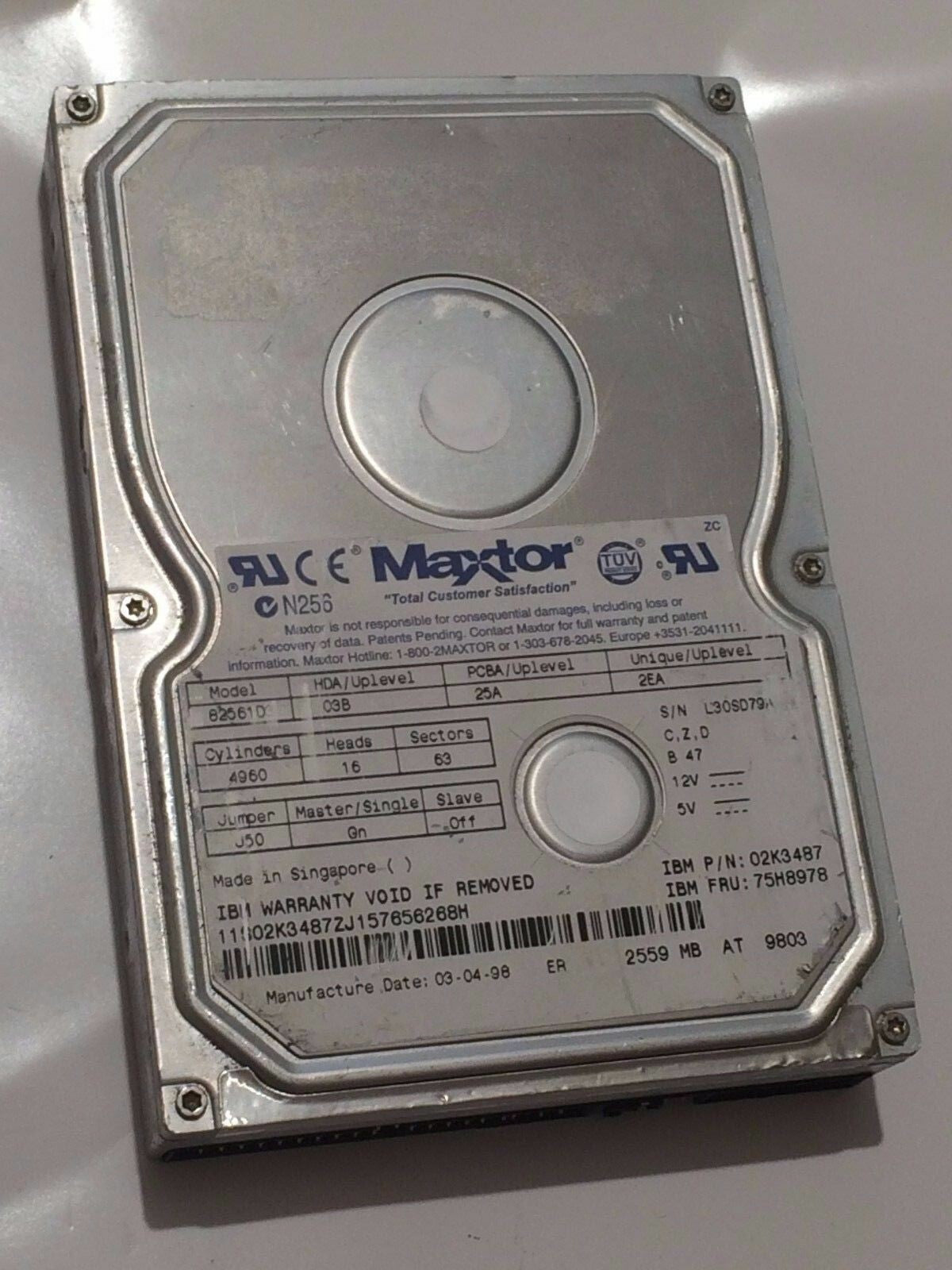 MAXTOR 82561D3 03B 25A 2EA 2.5GB IDE HARD DRIVE aa4bb23