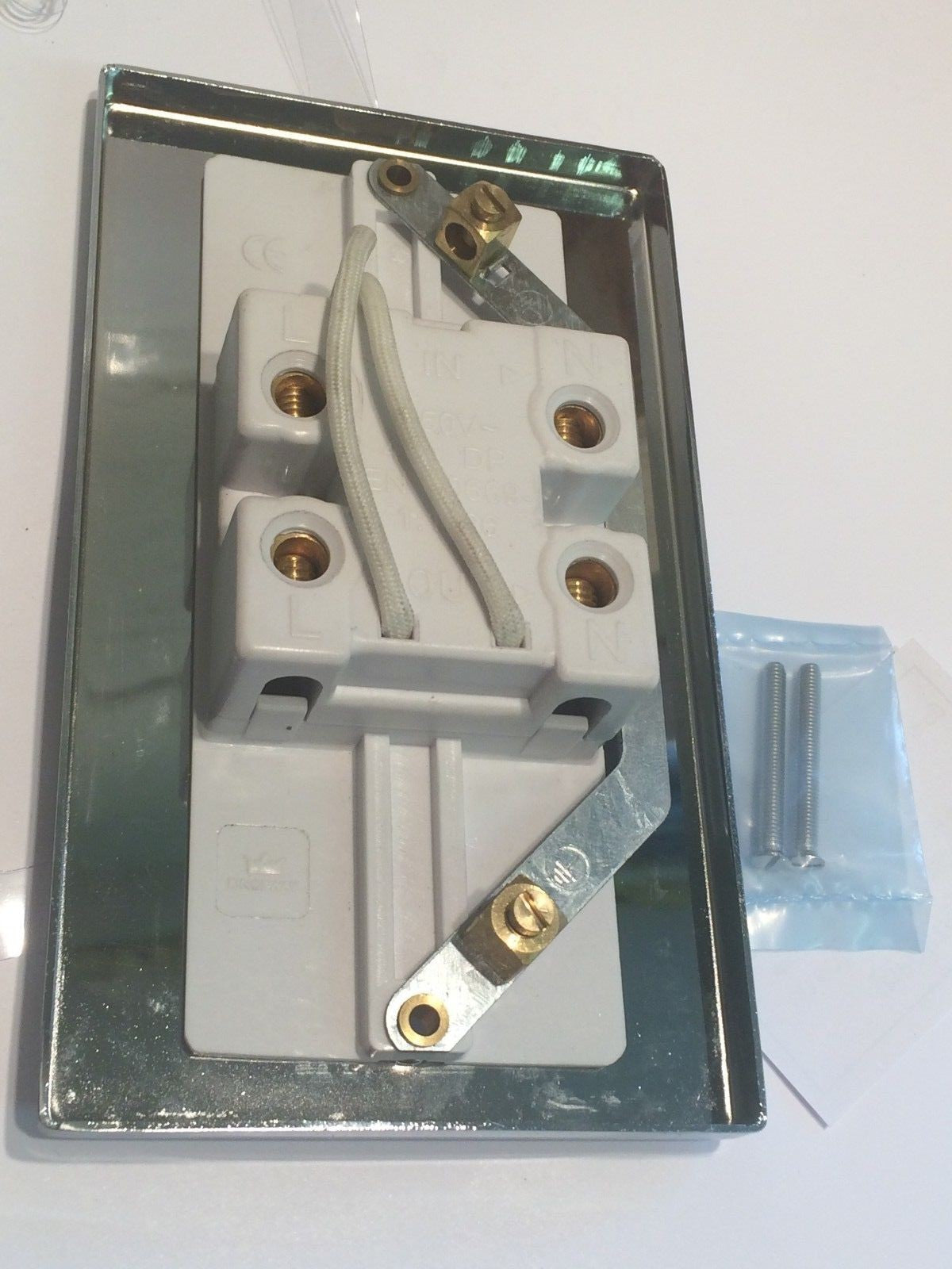 DETA POLISHED CHROME DP 45A SWITCH WITH NEON AND WHITE INSERT fcc3e