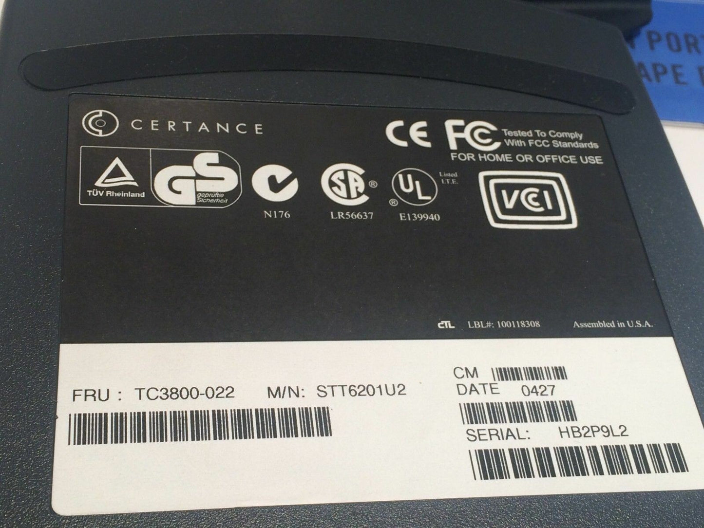 NEW CERTANCE STT6201U2-SSTE USB TR5 TRAVAN TAPE DRIVE COMPLETE BACKUP KIT ad3~9