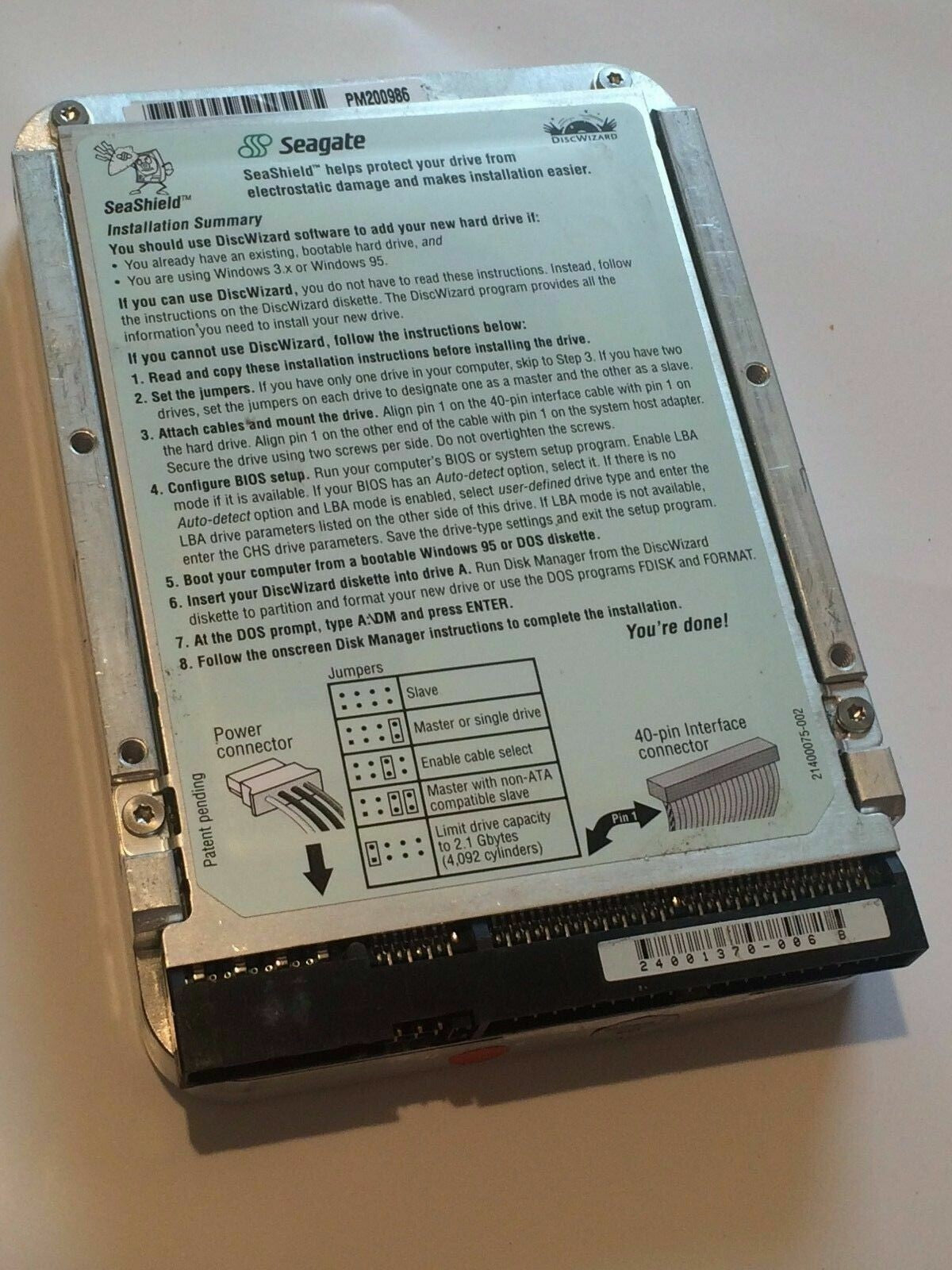 SEAGATE ST36540A 9J0004-001 IDE HARD DRIVE 6.5GB aa4ba12B