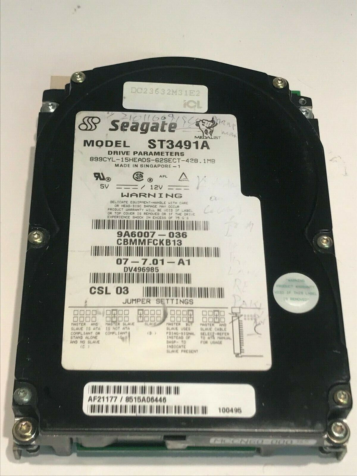 SEAGATE ST3491A 428MB IDE HARD DRIVE 9A6007-036 CBMMFCKB13 aa5hc6