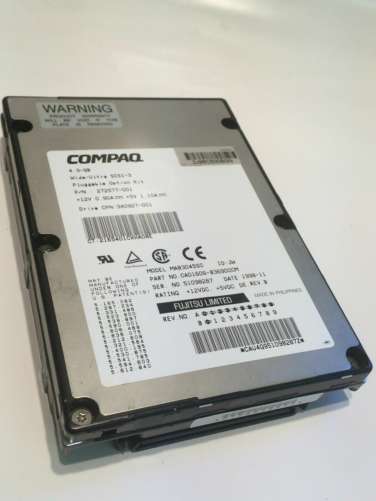 FUJITSU MAB3045SC 4.3GB SCSI 3 HARD DRIVE CAO1606-B36900CM aa4cc4