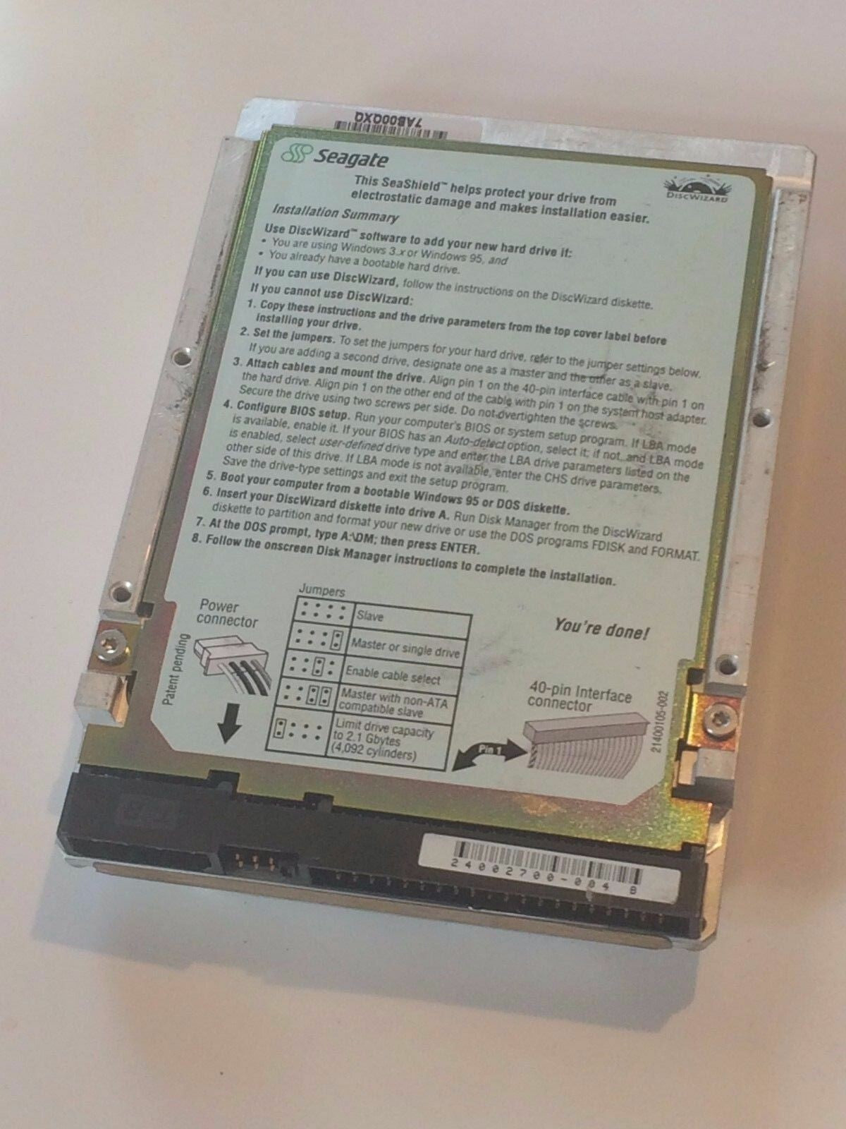 SEAGATE ST33210A 9L4001-301 FIRMWARE 1.70 IDE HARD DRIVE 3.2GB aa4bb3