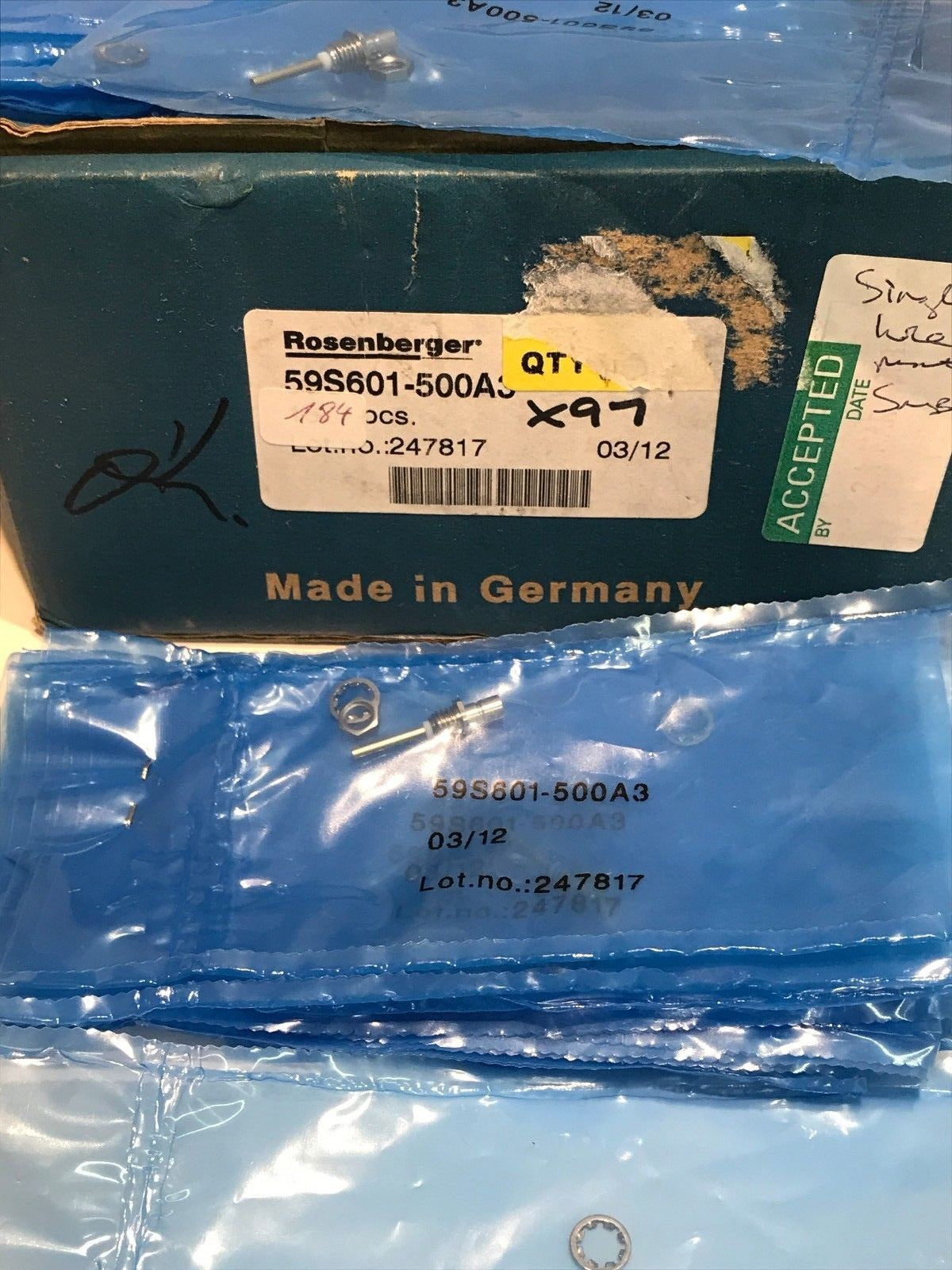 ROSENBERGER PREMIUM QUALITY PANEL MOUNT SMC FEMALE WITH LONG PIN (X1) fd7L34
