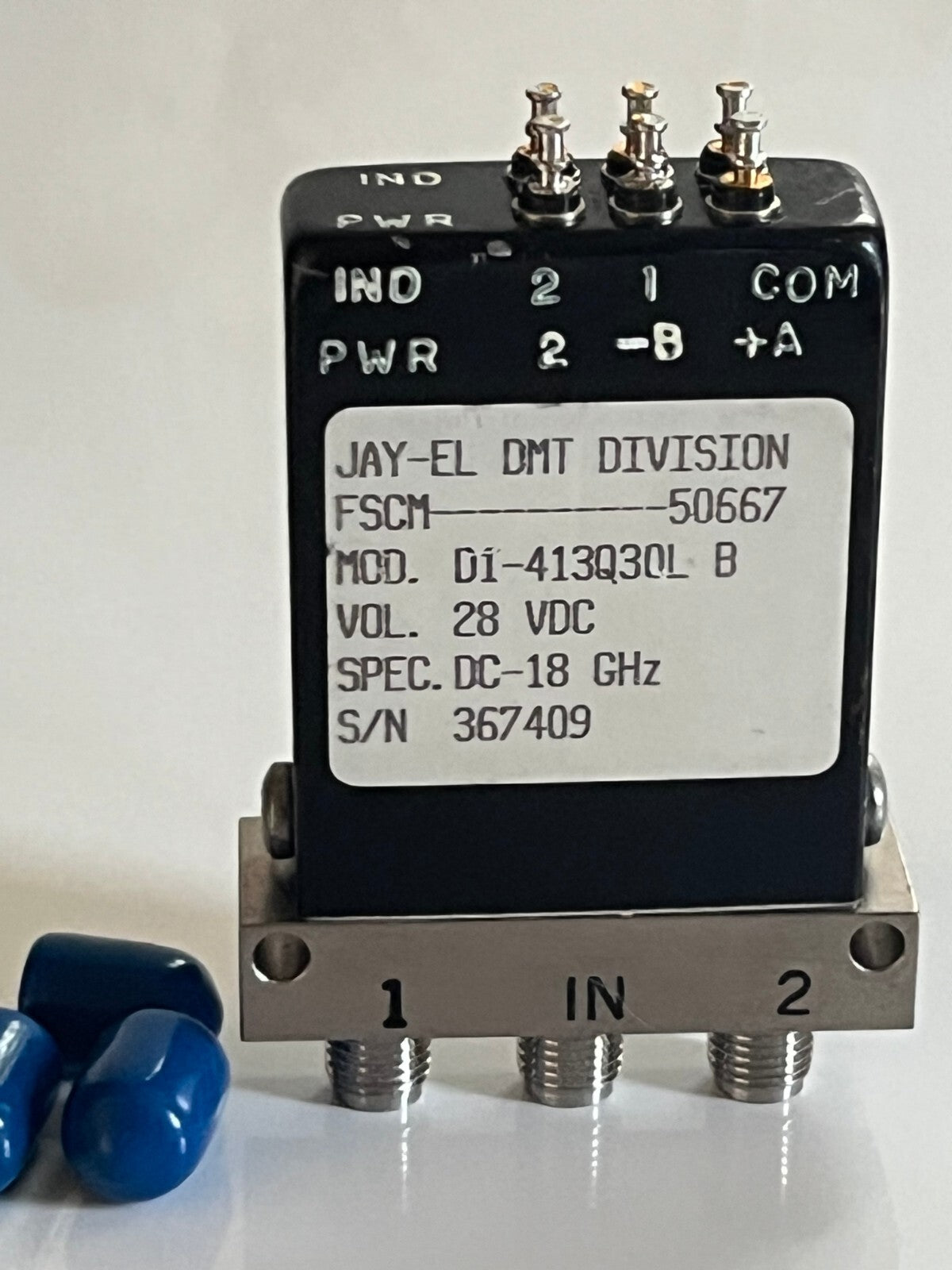 JAY-EL D1-413Q30L RF SMA FAIL SAFE COAX SWITCH 18GHz 28Vdc SPDT AD2N29